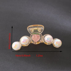 Faux Pearl Hair Claw Transparent Shark Claw Ponytail Holder Hair Accessories