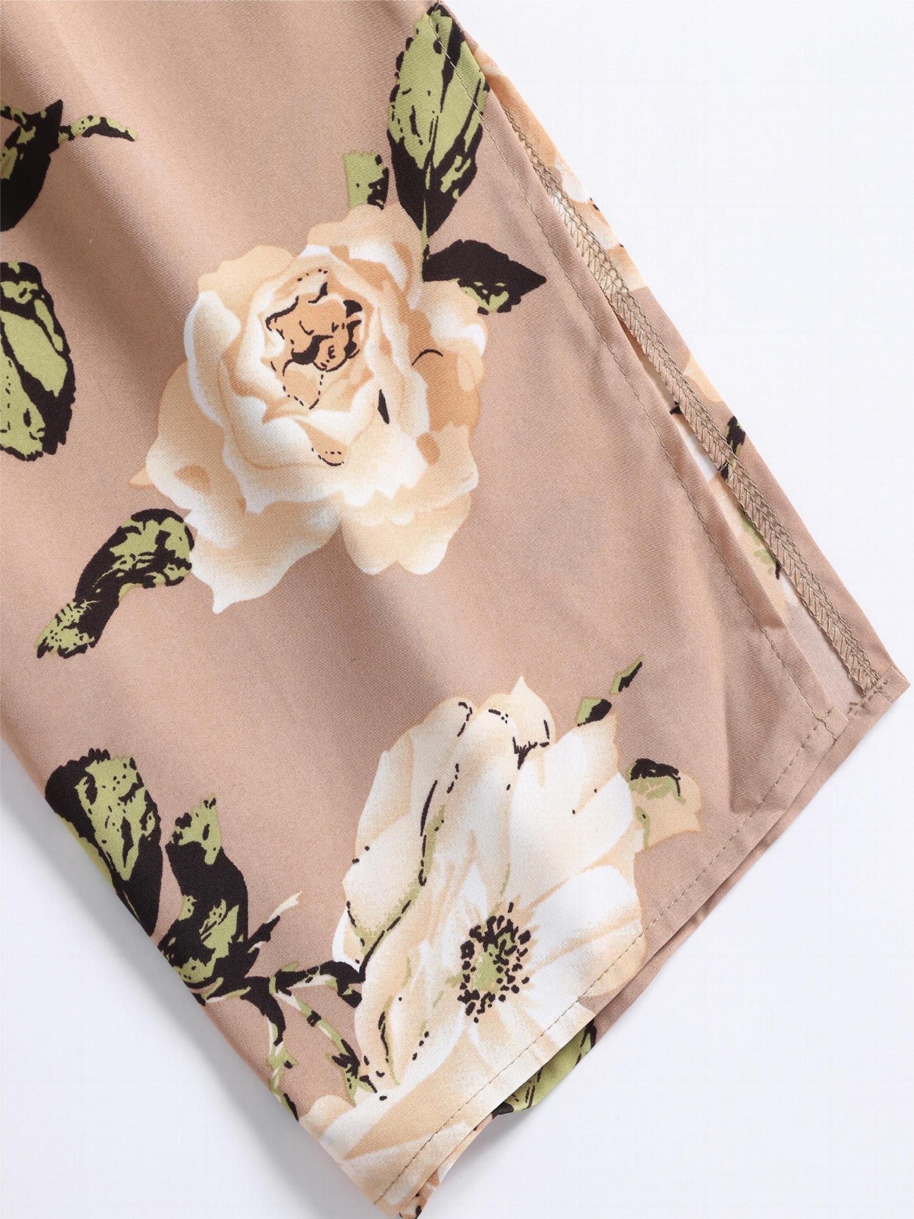  Pants Women's Plus Floral Print Tie Waist Trousers