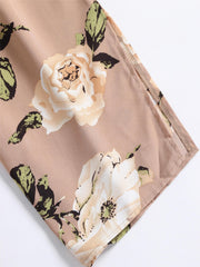  Pants Women's Plus Floral Print Tie Waist Trousers