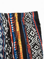 Boho Patchwork Print Plus Size Skinny Pants