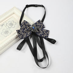 Men's Suit Retro Sapphire Plant Pattern Streamer Tassel Collar Bow Tie