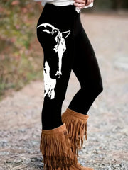  Horse Print High Stretch Slim Fit Leggings