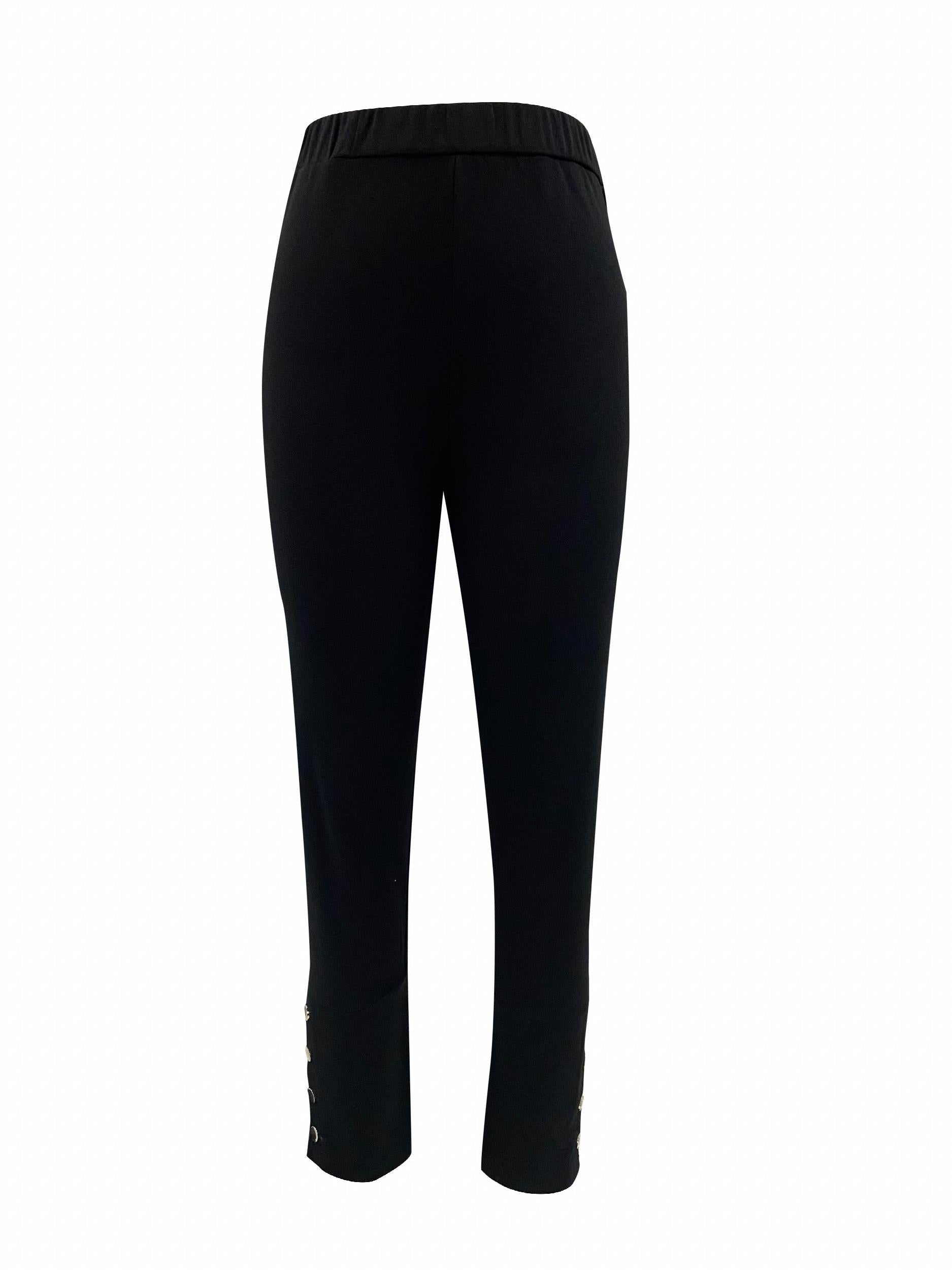 Solid Long Length Leggings with Buttons Women's Clothing