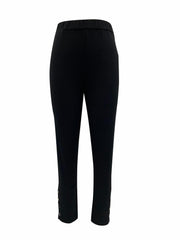 Solid Long Length Leggings with Buttons Women's Clothing