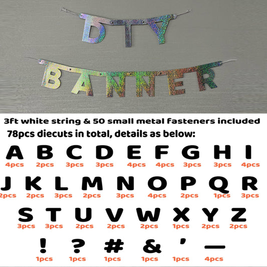 DIY Letter Character Paper Pull Flag Set for Birthday Party Decoration