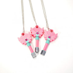 3D Printed Squid Keychain Necklace Whimsical Mixed Colors Pink Orange Yellow