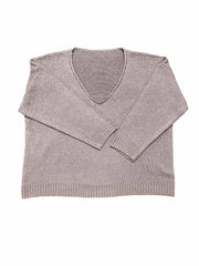  Solid V Neck Long Sleeve Sweater