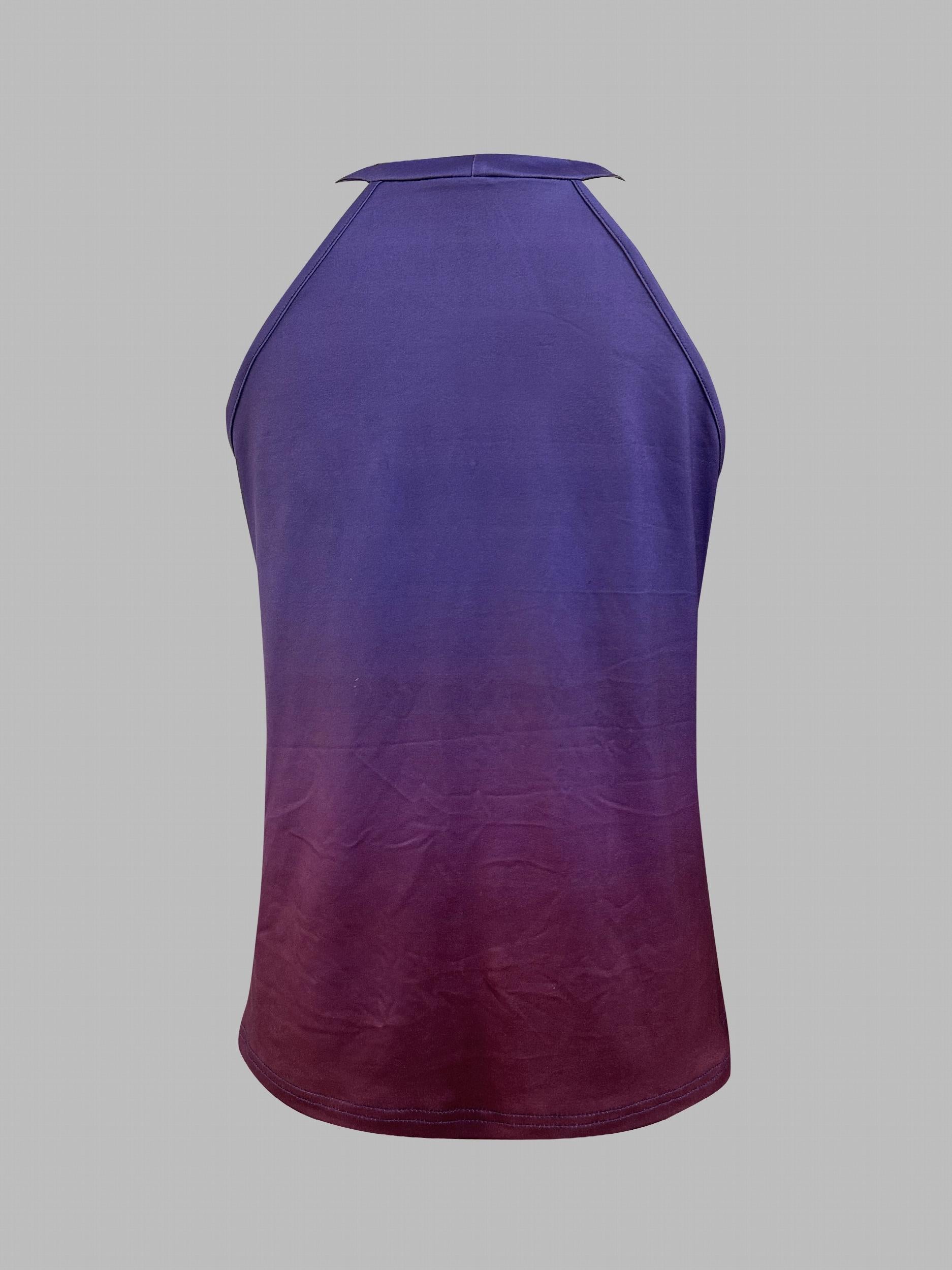 Gradient Cut Out Tank Top Casual Loose Sleeveless Tank Top