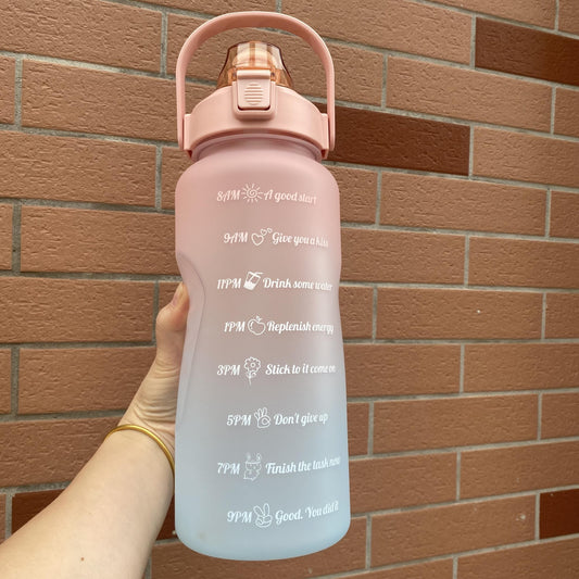 2000ml Gradient Straw Cup for Outdoor Sports and Travel