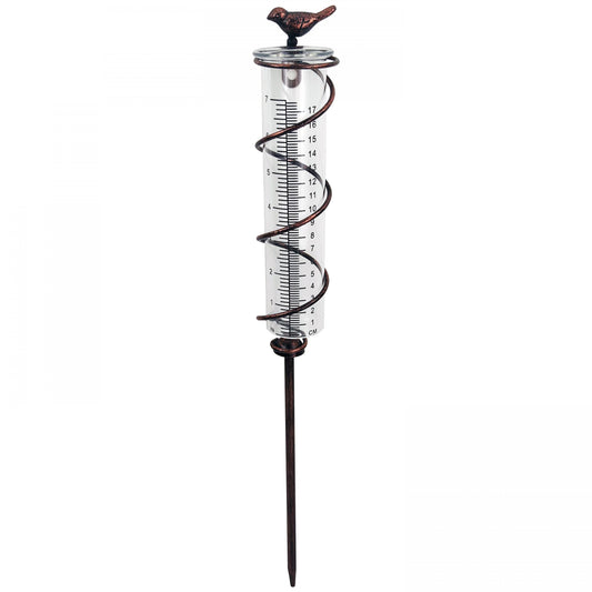 Metal Bird Rain Gauge Stake 7 Capacity Cast Iron Hanging Outdoor Garden Law