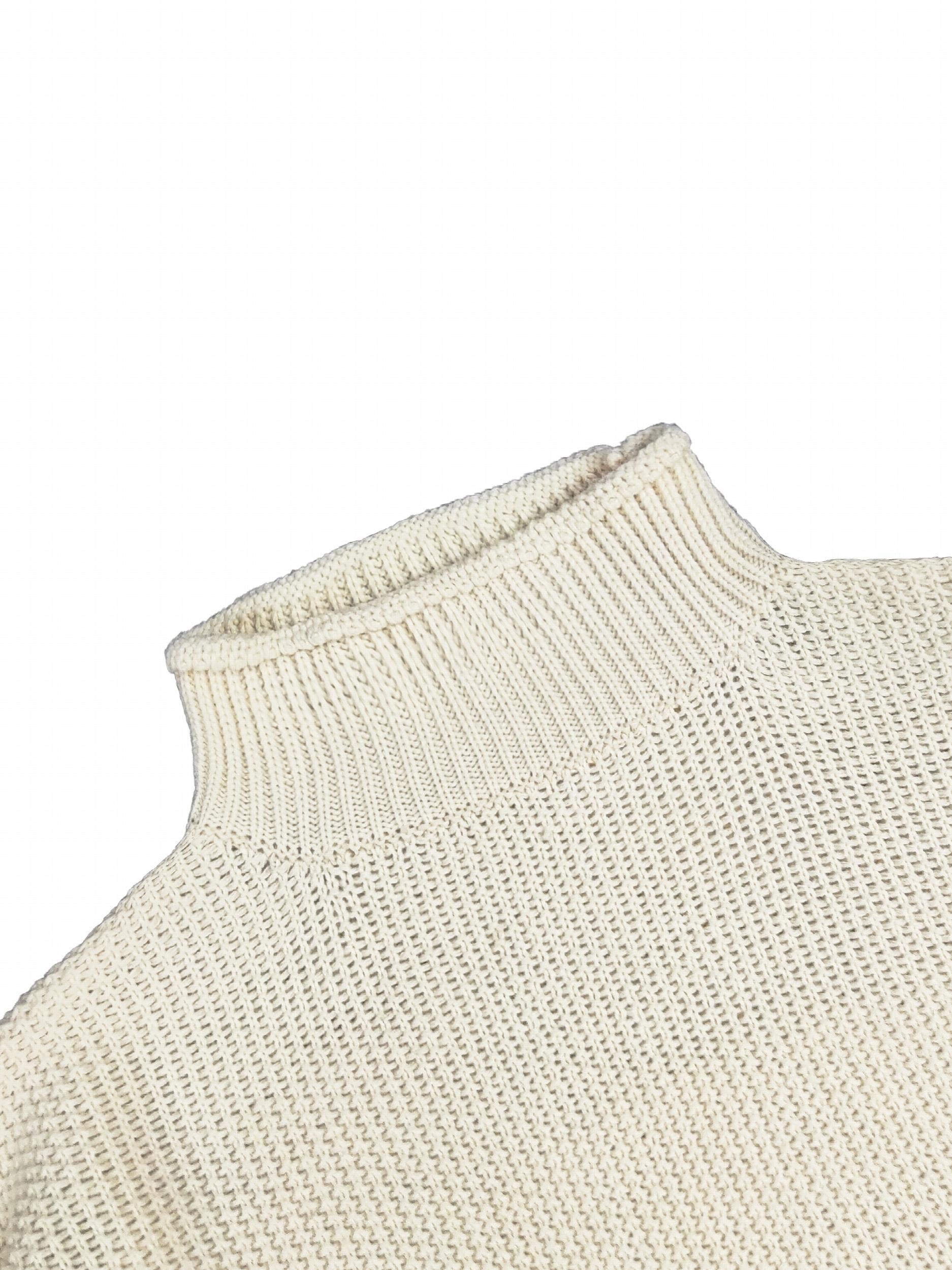 Solid Bat Sleeve Mock Neck Knitted Pullover Sweater