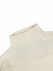 Solid Bat Sleeve Mock Neck Knitted Pullover Sweater