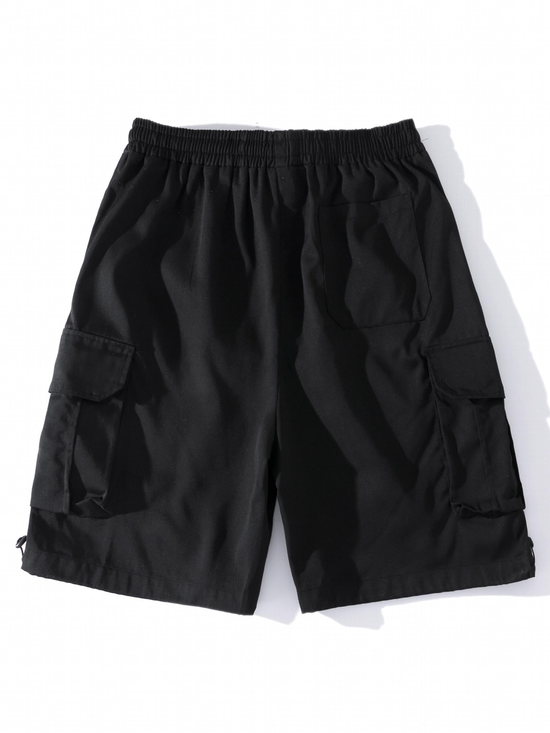 Men's Elastic Waist Cargo Shorts with Pockets for Summer