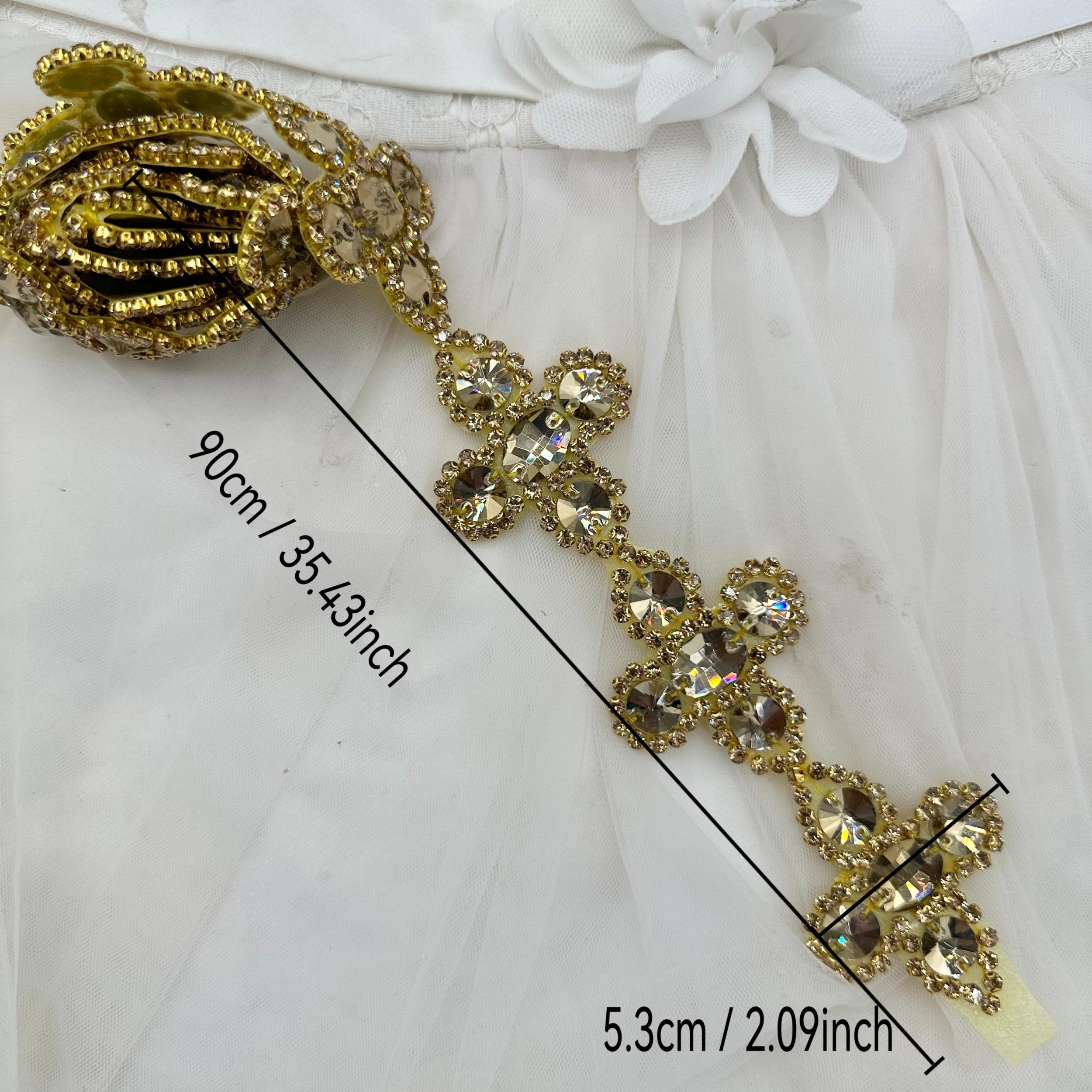 Rhinestone Flower Chain Bridal Gown Red Stitching DIY Wedding Dress Accessory