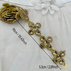 Rhinestone Flower Chain Bridal Gown Red Stitching DIY Wedding Dress Accessory