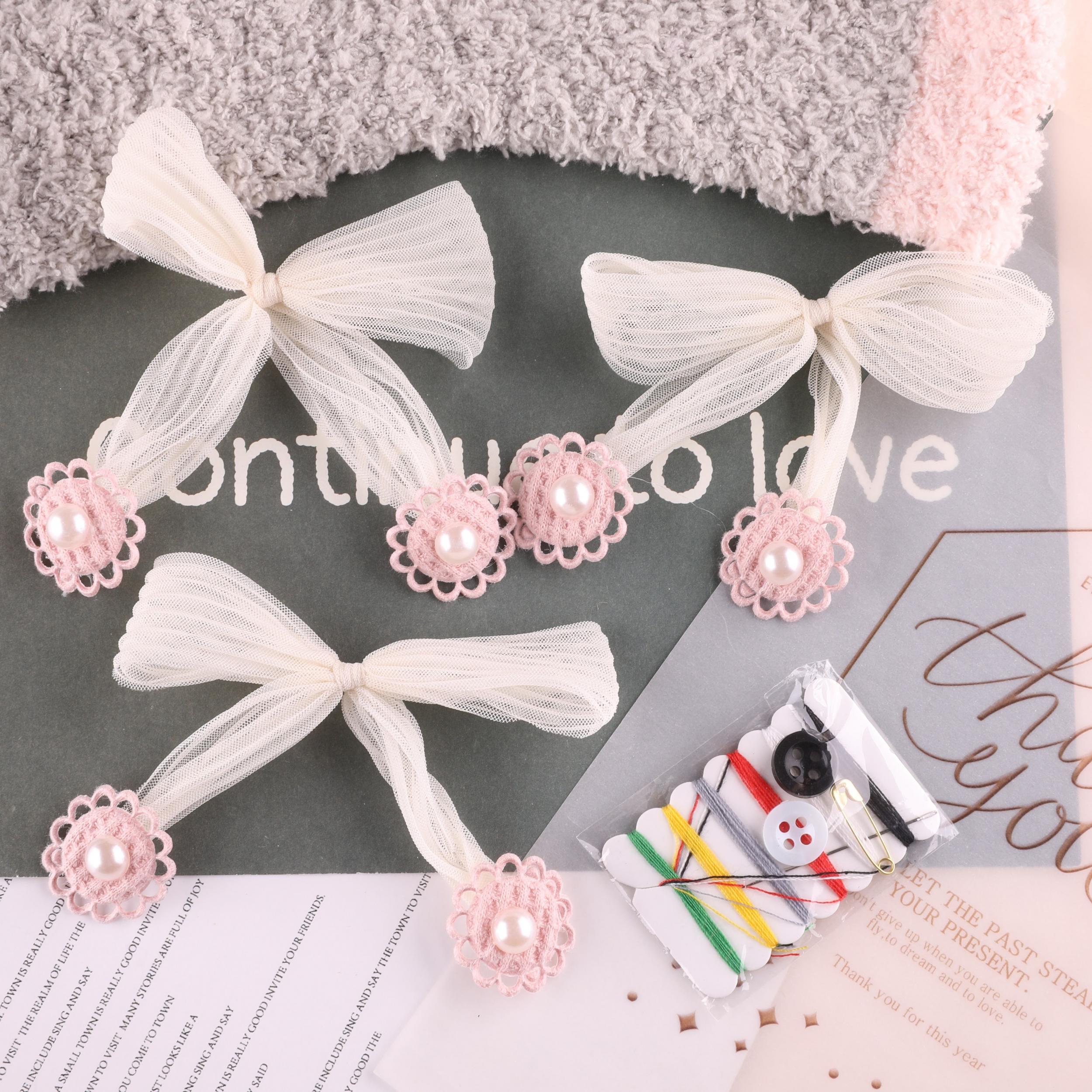 4pcs Plush Bow Hair Accessories Patches For Girls Clothing