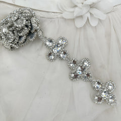 Rhinestone Flower Chain Bridal Gown Red Stitching DIY Wedding Dress Accessory