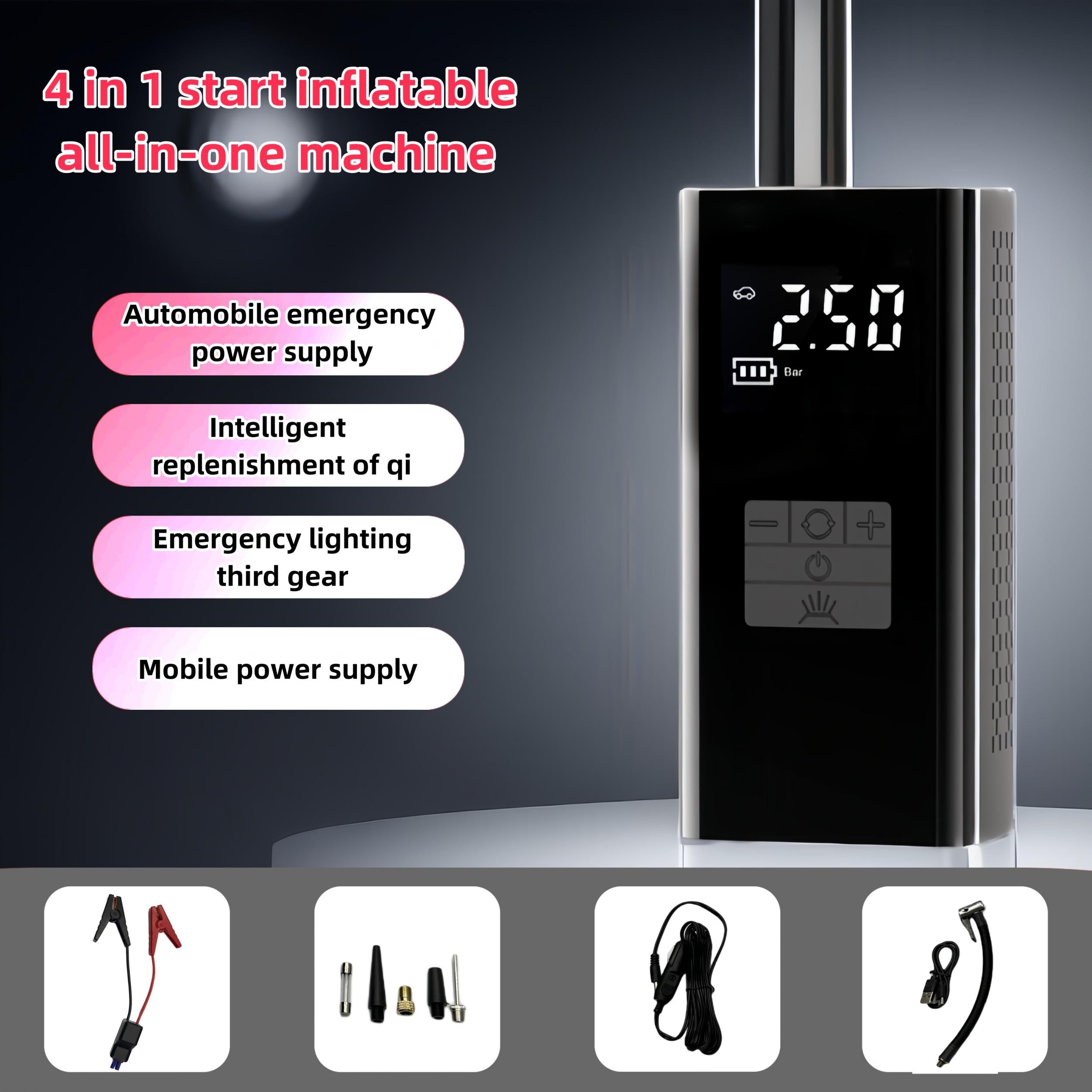 Portable 4-in-1 Air Compressor Pump 150PSI with Digital Screen