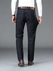 Father's Gift Straight Fit Jeans Men's Casual Trousers Spring Fall Business