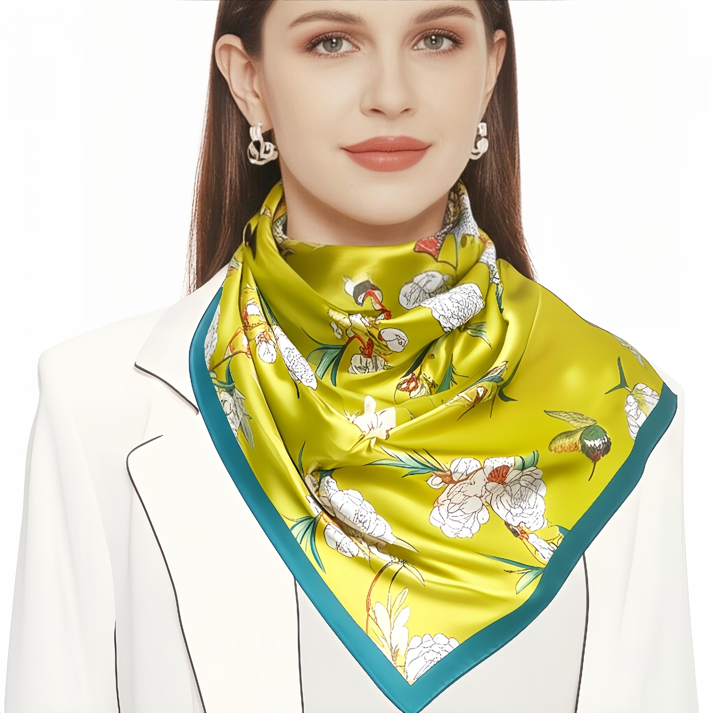 Floral Butterfly Double Sided 70 Breathable Silk Scarf