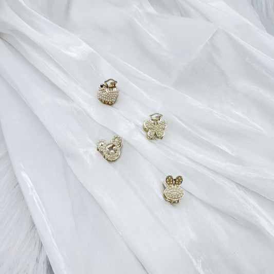 Faux Pearl Mini Hair Claw Braided Metal Bangs Clip