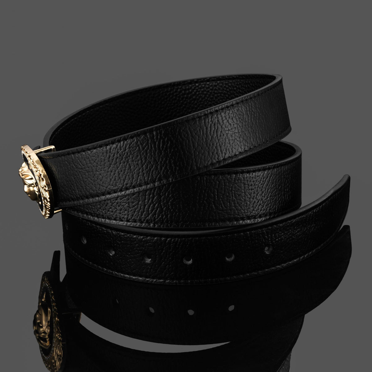Cowhide Beauty Head Smooth Buckle Leather Belt For Men