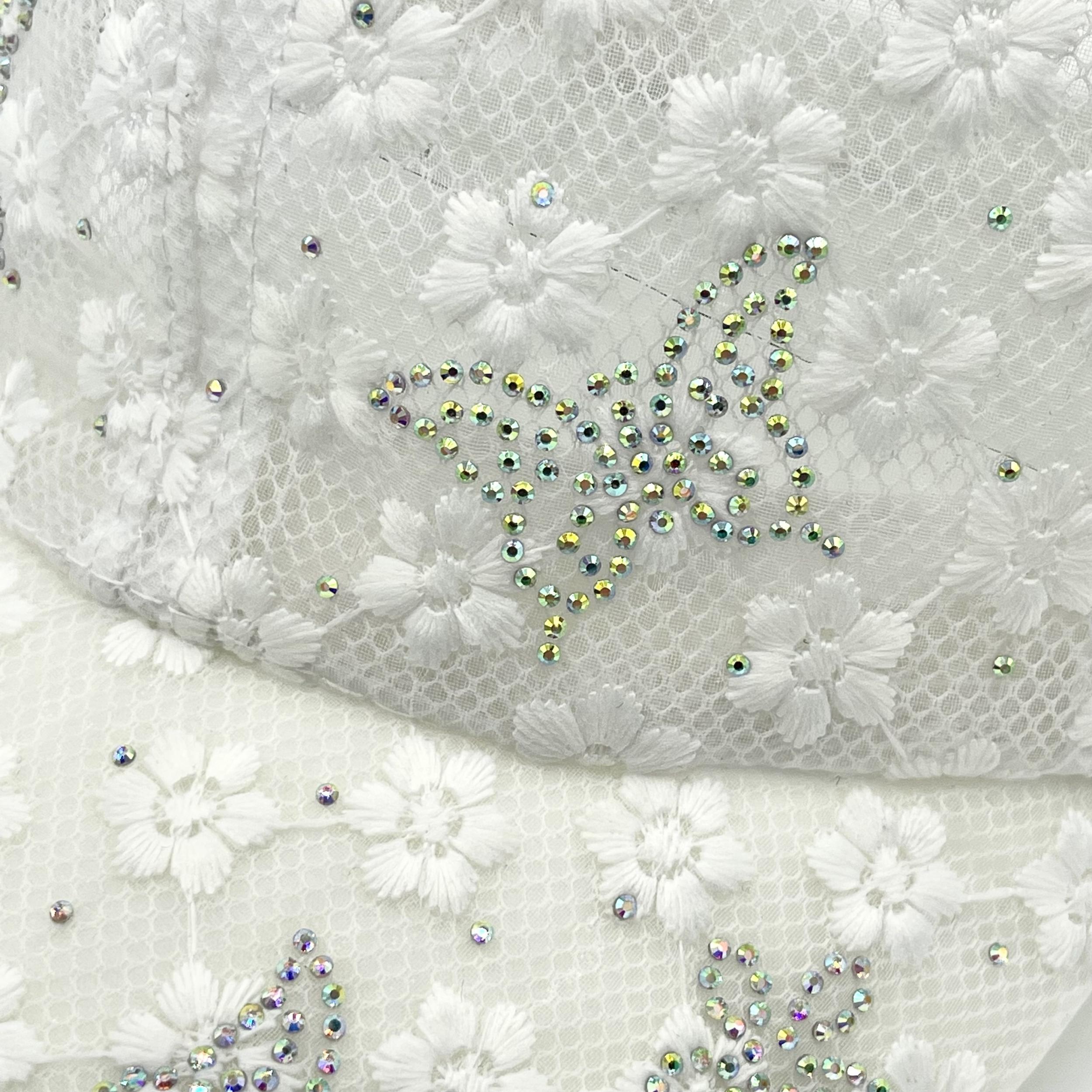 Rhinestone Butterfly Decor Baseball Cap Lace Embroidery Hollow Out Dad Hat