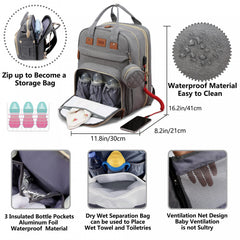 Diaper Bag Backpack with USB Charging Port