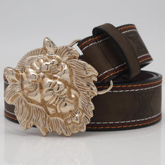 Men's Lion Head Buckle Belt Outdoor Party Holiday