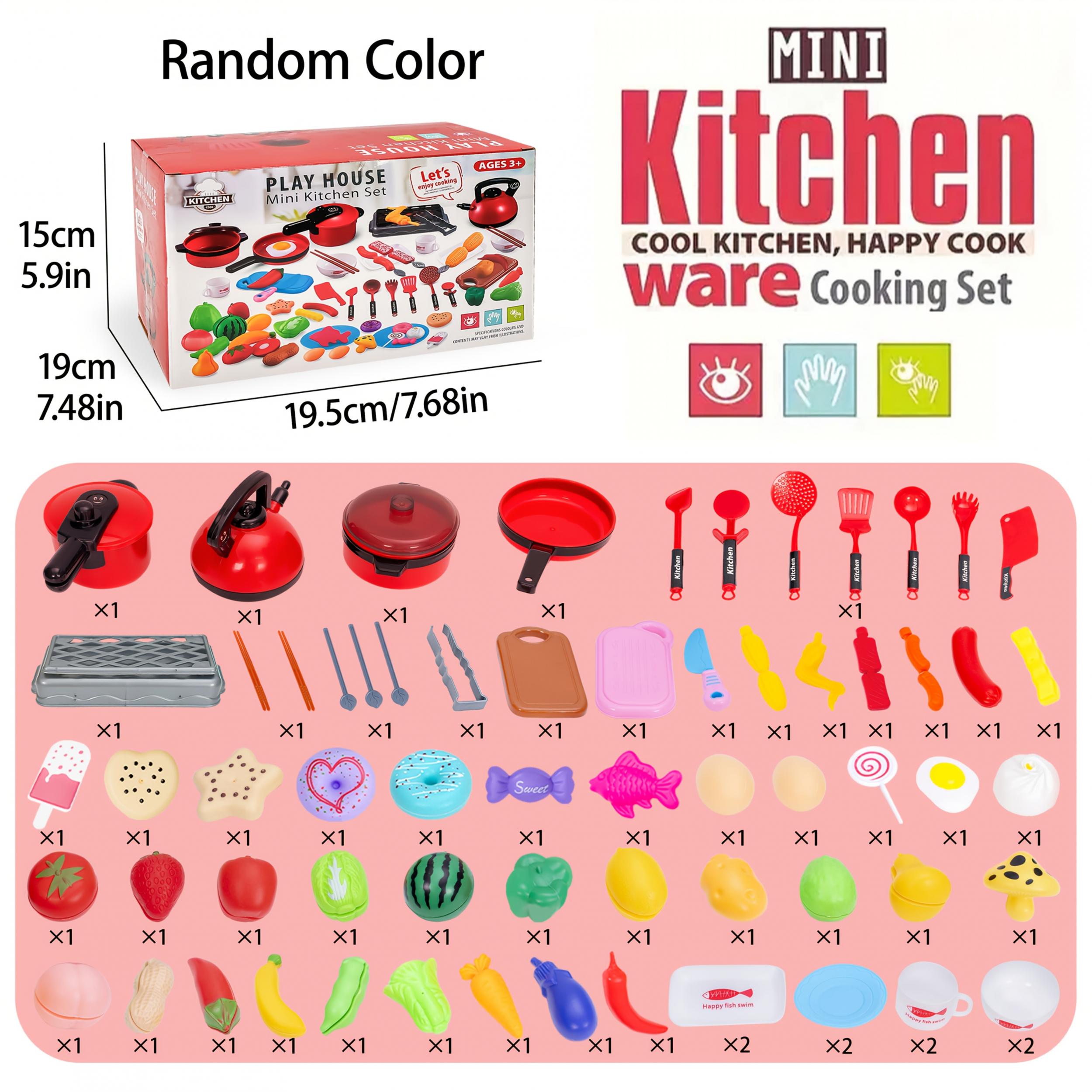 Interactive Kids Kitchen Playset with Red Stove Non Toxic Pretend Cooking