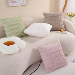 Velvet Soft Solid Decorative Square Throw Pillow Covers Set Ivory 18x18 Inch