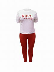  Slogan Print Top & Pocketed Leggings Two Piece Set