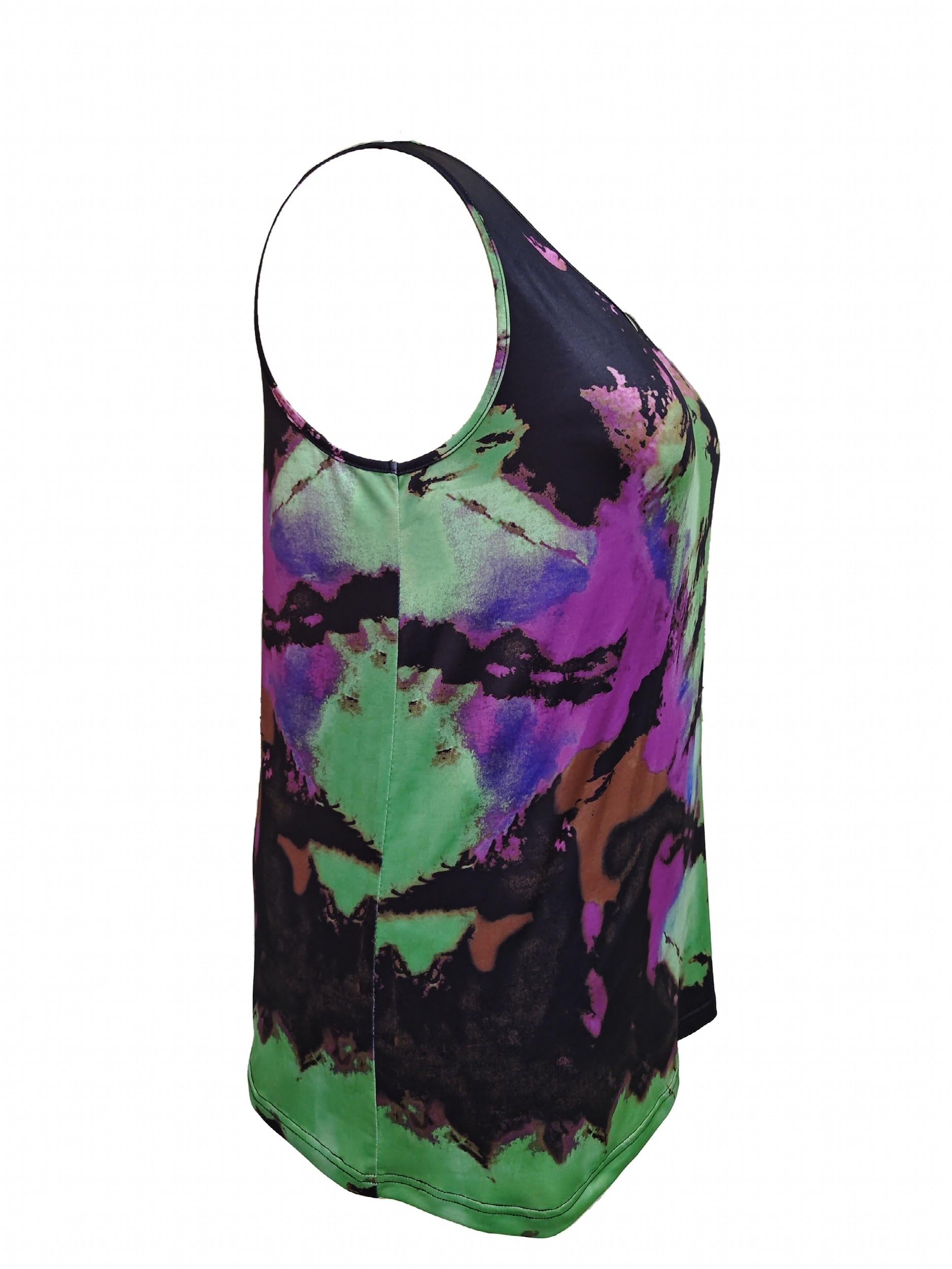  Tie Dye Notched Neck Tank Top