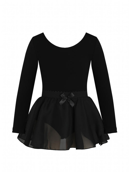 Girls Chiffon Skinny Ballet Dress Long Sleeve Dance Costume