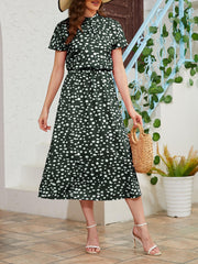 Vintage Short Sleeve Midi Dress for Spring & Summer