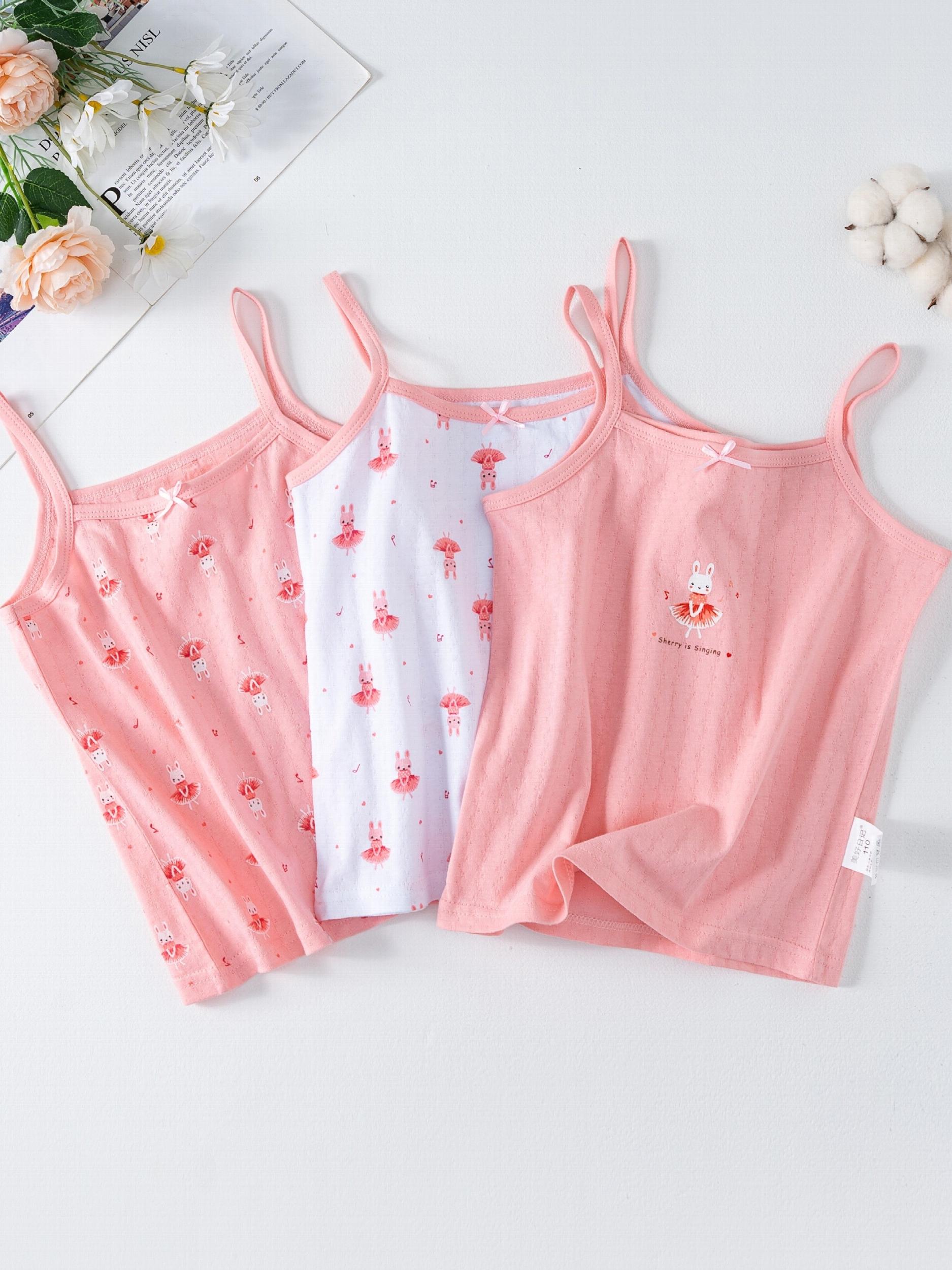 Girls' Cotton Tank Top Set, Slim Fit Pajamas, Class A Inner Wear