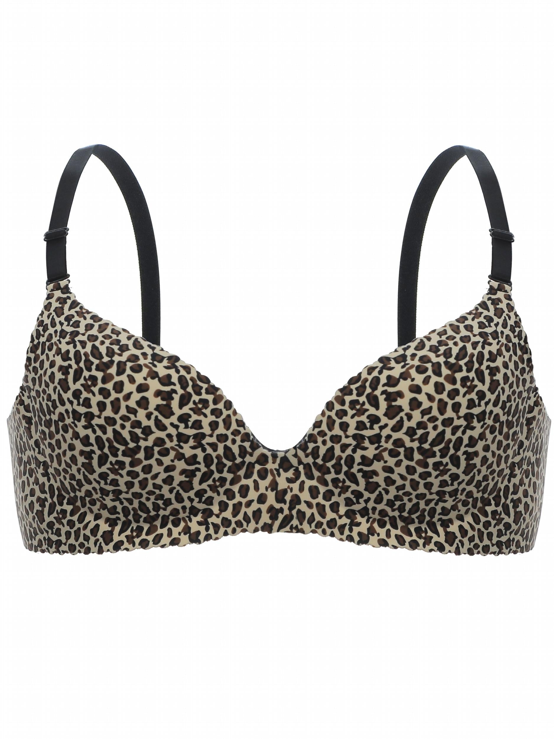 Leopard Print Push Up Bra High Support T shirt Bra Women's Lingerie