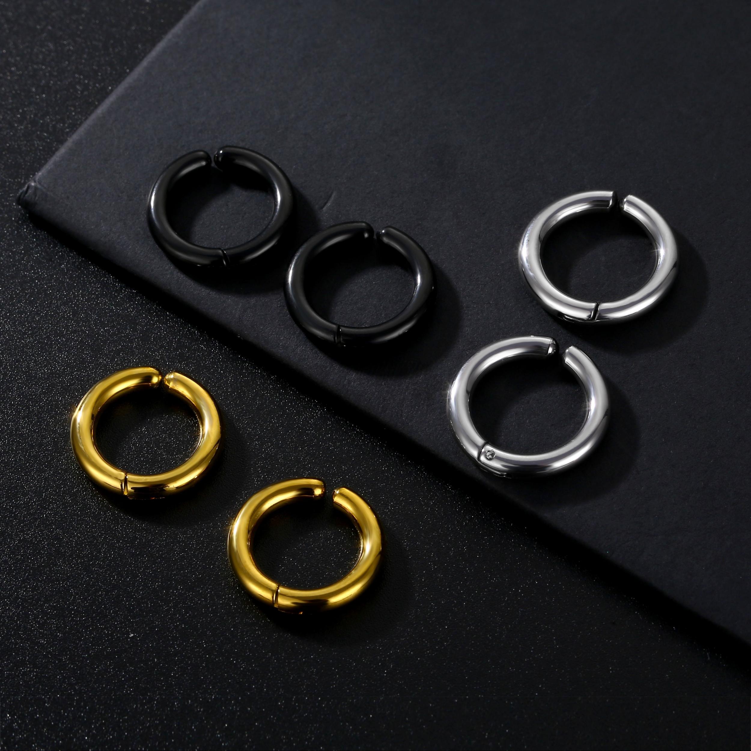 Stainless Steel Smooth Round Clip Earrings for Men