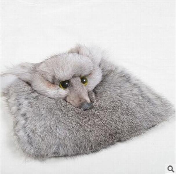 Mini Rabbit Fur Flap Bag with Fox Head - Korea