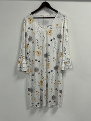 Women's Plus Floral Print Layered Sleeve V Neck Slight Stretch Dress