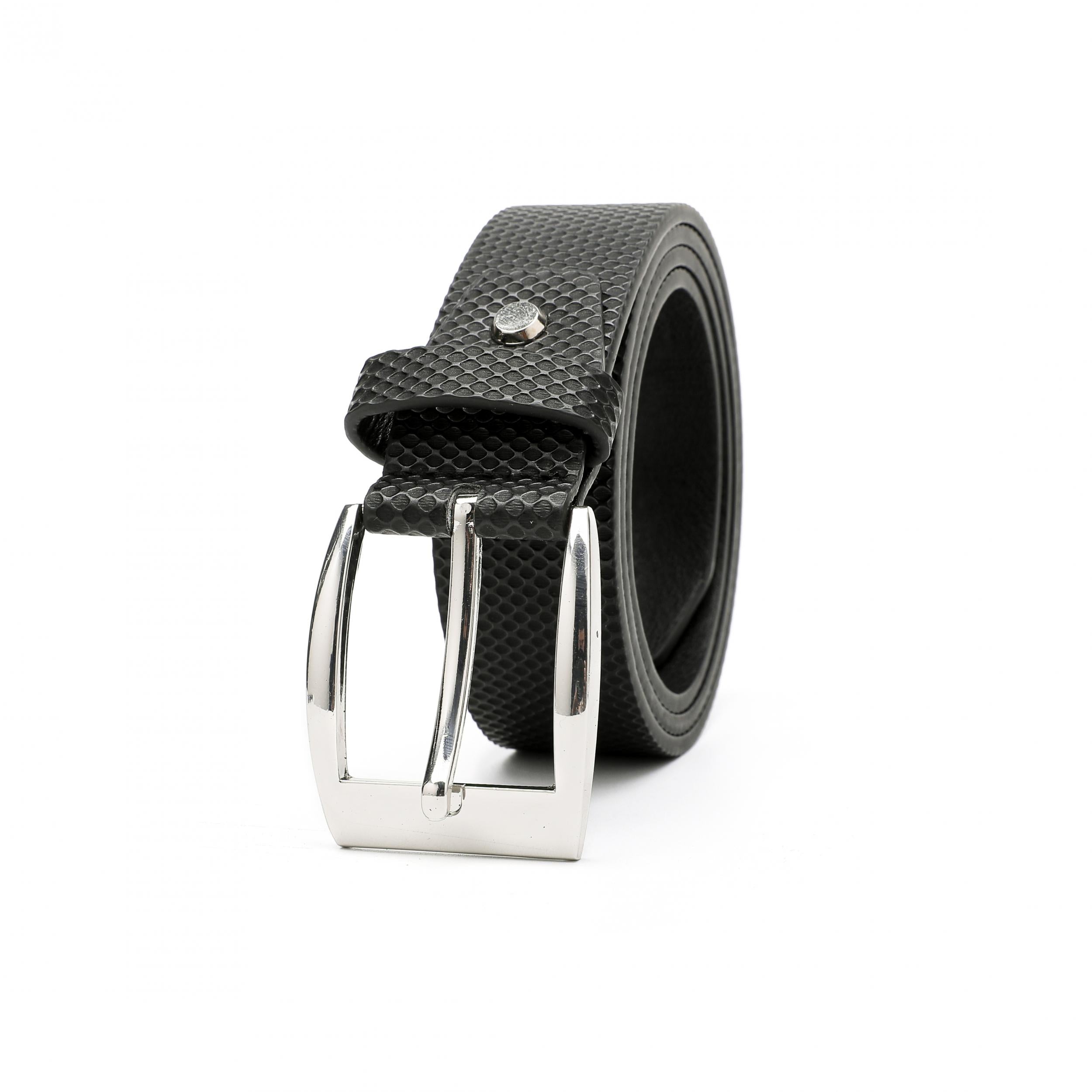 Pettata Men's PU Leather Belt Square Buckle Jeans