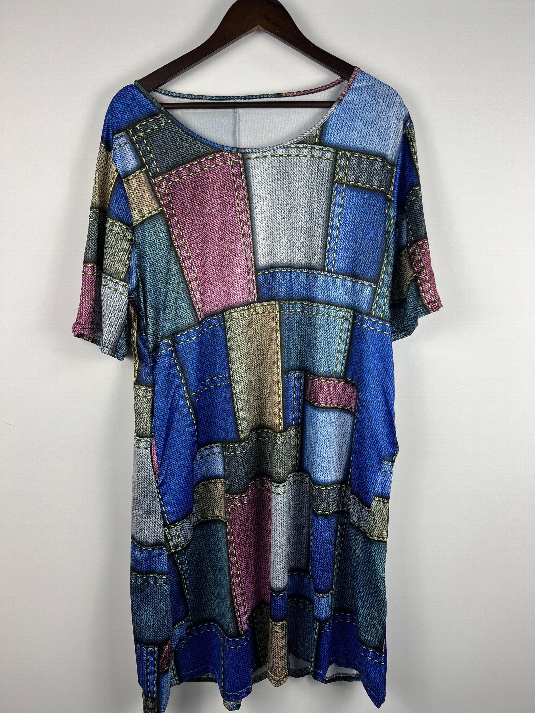  Colorblock Short Sleeve Dress with Pockets