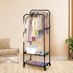 Movable Foyer Shoe Rack Standing Coat Rack Metal Shoe & Hat