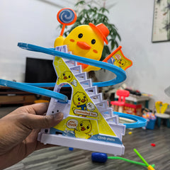 Yellow Duck Slide & Climb Track Toy Set with Music & Lighting for Youngsters