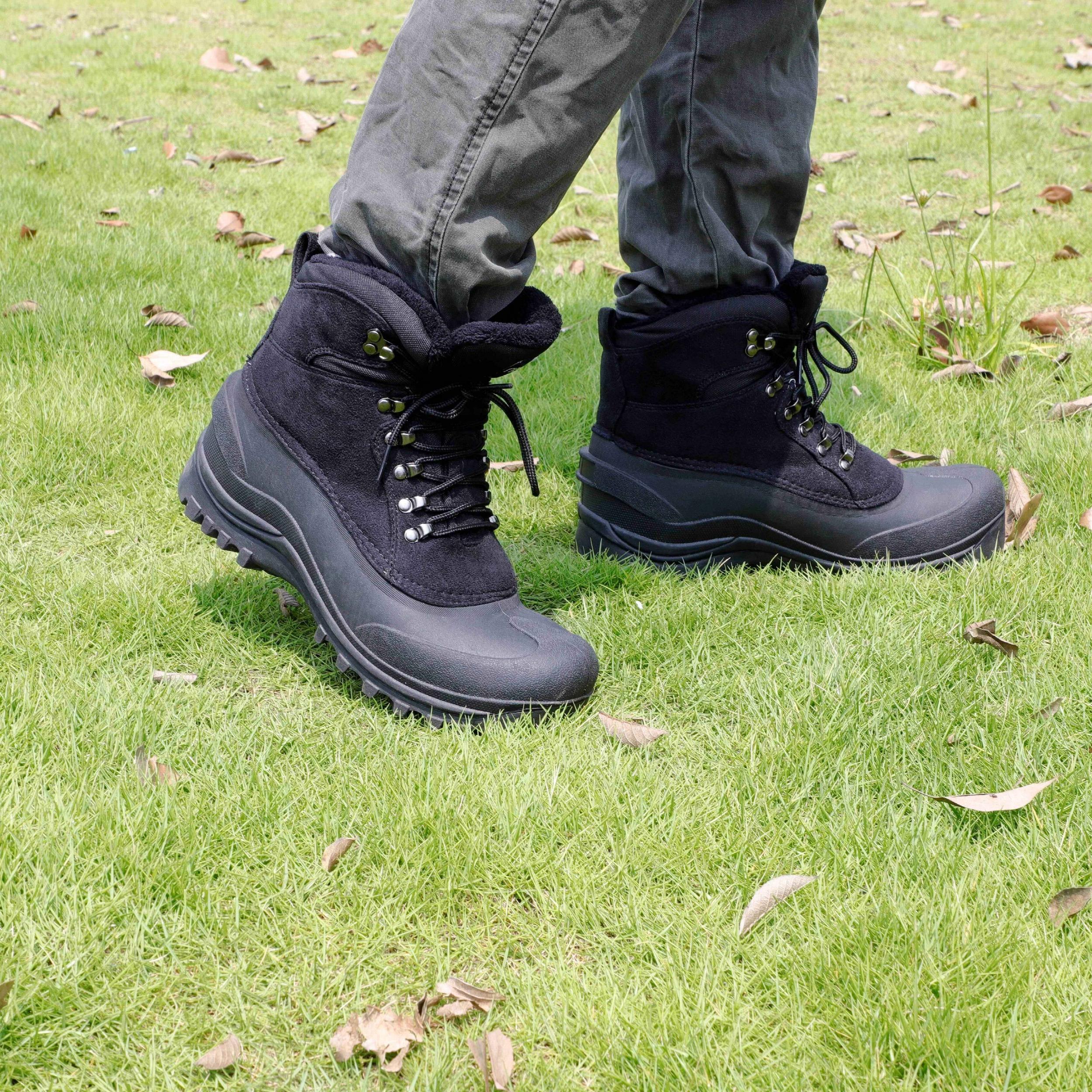 Men's Warm Waterproof Snow Boots Fluffy Lining Non Slip Winter Shoes