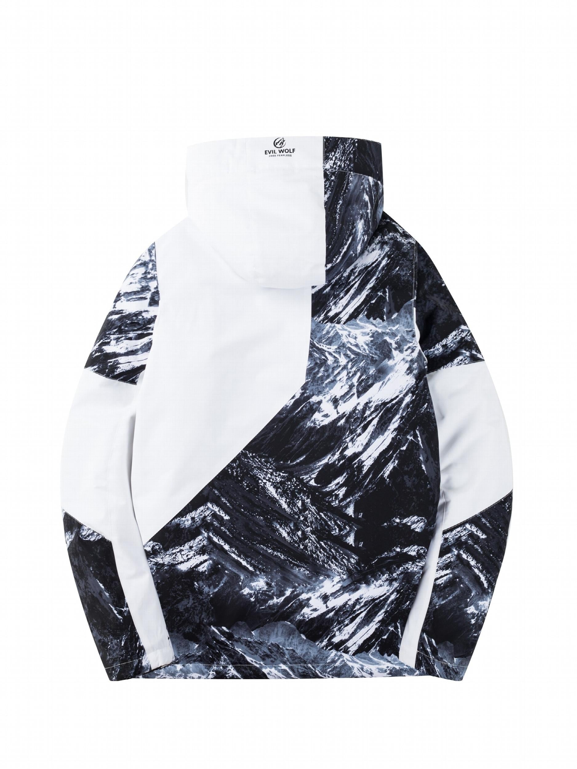 Men's Hooded Windproof Ski Jacket with Zip Pockets