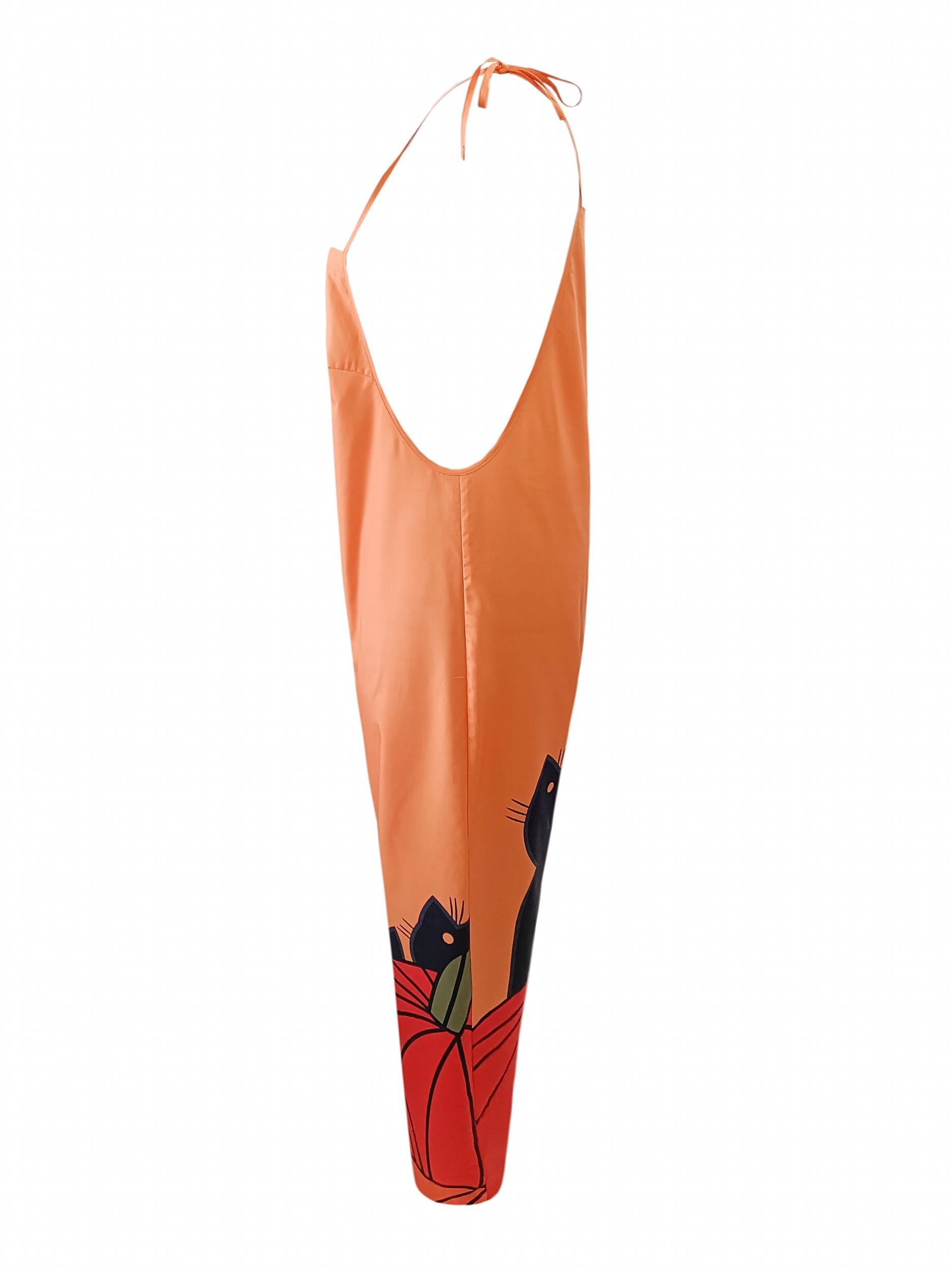  Cat & Pumpkin Print Wide Leg Jumpsuit