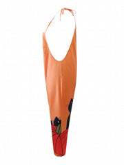  Cat & Pumpkin Print Wide Leg Jumpsuit