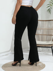  Solid Button Up Flared Leg High Waisted Stretch Jeans