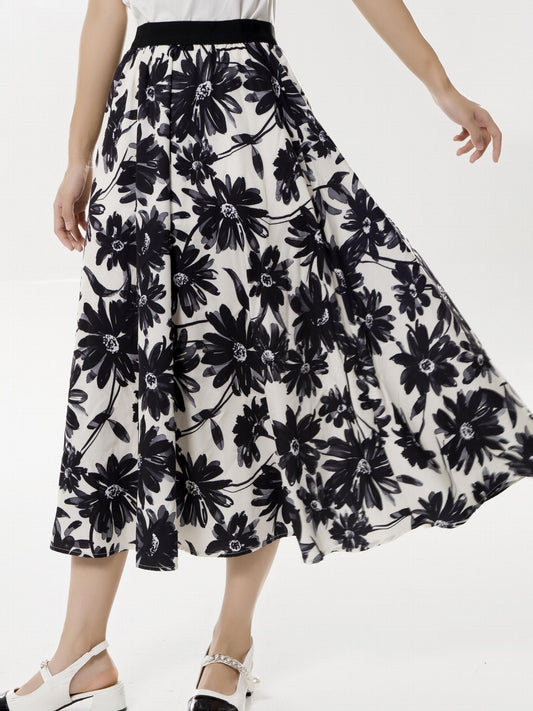 Floral Print High Waist Skirt for Women